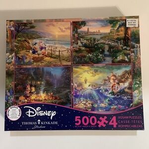 Disney Thomas Kinkade Studios Four 500 Piece Jigsaw Puzzles